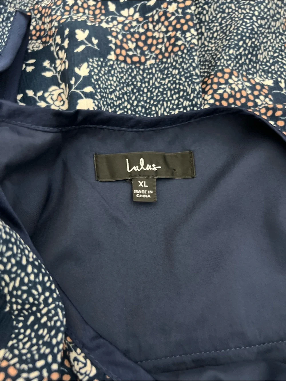 Lulu's Crush Season Navy Blue Floral Quilt Patchwork Print Scoop-Neck Maxi Dress - Picture 7 of 8